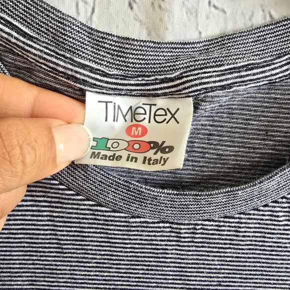 Roma Italia Gray Striped Soft Cotton Tee Medium - Picture 6 of 10